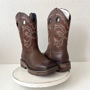 Capitan Mens Brown Cowboy Boots 10D Leather Western Square Toe Oil Resistant